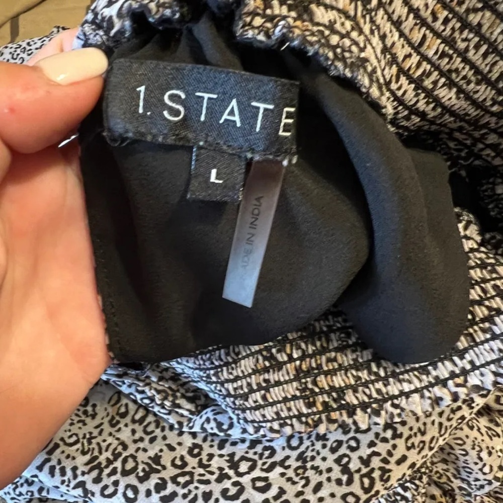 1.STATE Leopard Print Sleeveless Ruffle Dress - Picture 6 of 6